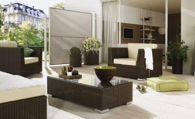 Erwilo freistehende Markise - Sichtschutz beige - Seitenmarkise (700)