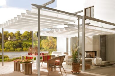 Erwilo freistehende Markise - Sonnenschutz weiss - Verschattung patio geschlossen (660-4)